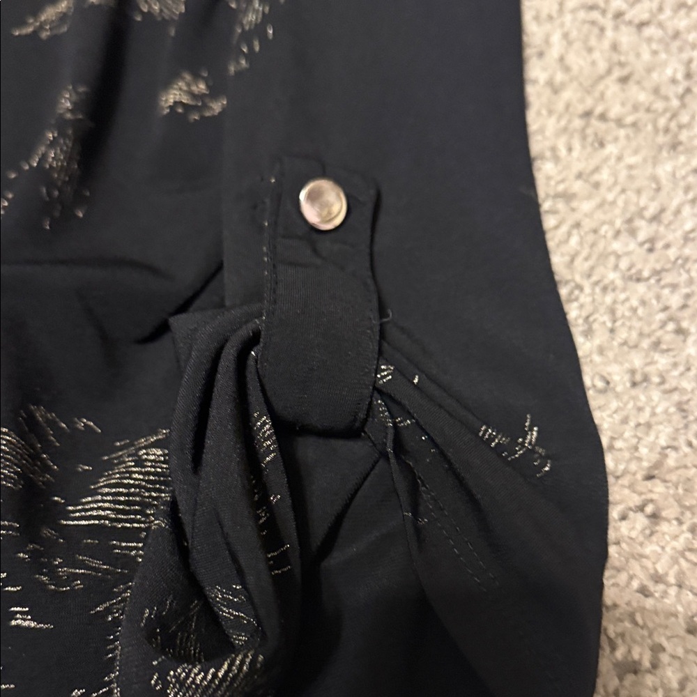Enfocus Studio Black and Gold patterned Blouse top XL - Picture 5 of 8